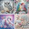 4 Pack Bird Diamond Painting Kits for Adults Beginner, 5D Owl & Peacock Special Shape Diamond Art Kits, DIY Full Drill Diamond Dots with Gem Art Kits, Home Wall Decor 11.8x11.8 inch